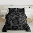thumbnail image 2 of Manfei Bohemian Paisley Bedding Comforter Set 2pcs, Hippie Mandala Twin Comforter Sets, Black Gray Bedding Set, Luxury Bedroom Decor, 2 of 8