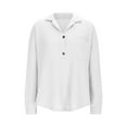 thumbnail image 5 of Ltctricy Women's Long Sleeve Shirts Textured V Neck Half Button Lapel Curved Hem Knit Tops Casual Loose Tunic Blouses with Pocket(White,XX-Large), 5 of 5