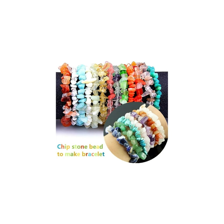 500pcs Natural Chip Stone Beads Multicolor 5mm to 8mm Irregular Gemstone Healing Crystal Loose Rocks Bead Hole Drilled DIY for Bracelet Necklace