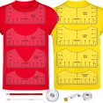 thumbnail image 1 of Guía de regla de camiseta de 9 piezas para vinilo central, cuello en V transparente/regla redonda de PVC para alineación, prensa de calor, niños, jóvenes y adultos, medición delantera y trasera (10 pu, 1 of 4