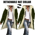 thumbnail image 2 of Womens Sherpa Long Jackets Fleece Lined Reversible Overcoats Trendy Winter Warm Puffer Coats Zipper Hooded Outwear (L, Army Green), 2 of 8