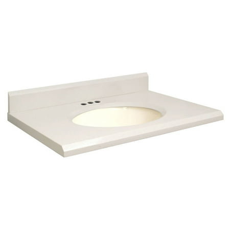 Canterbury Cream - Samson 25W x 22D in. Quartz Single Sink Vanity Top with Biscuit Bowl
