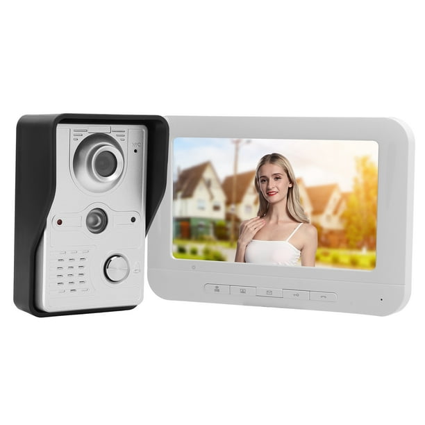 Intercomunicador de Timbre de Video Inalámbrico con de Monitor Videoportero de 7 Pulgadas Visión Nocturna IR CUT de 2 Vías Desbloqueo Remoto Timbre a Prueba de Lluvi