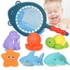 MIARHB Baby Bathing Floating Soft Rubber Animals Water Tub Toy Squirts Spoon-Net 7pcs