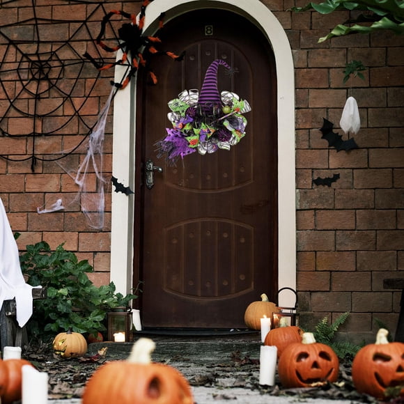 Corona de Halloween Corona de Embrujada Colgante de pared Decorativo Percha de sombrero de de Halloween para chimenea Dormitorio Oficina D Macarena corona de halloween