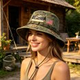 thumbnail image 4 of Unisex Embroidered Fishing Wide Brim Bucket Hat with Adjustable Chin Dstring Sun Protection, 4 of 6