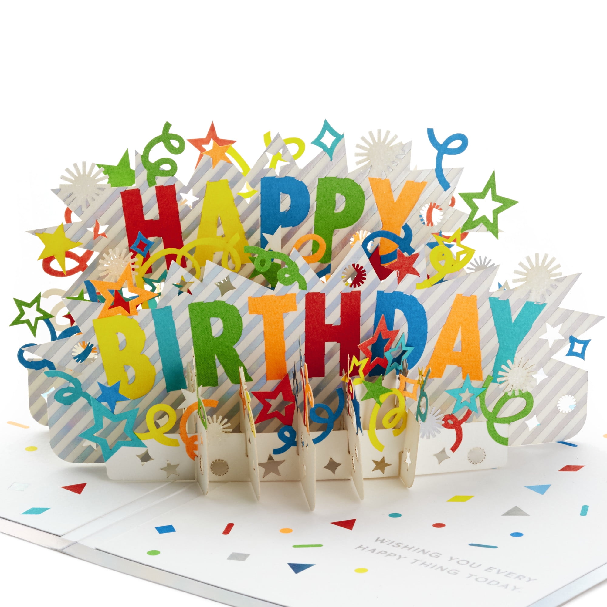 Hallmark Signature Paper Wonder 3D Pop-Up Birthday Card (Rainbow Stripes and Stars)
