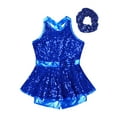 thumbnail image 3 of JanJean Girls Sparkle Dance Clothes for Jazz Latin Hip Hop Ballet Ballroom Dance Costume Backless Royal Blue 6, 3 of 7