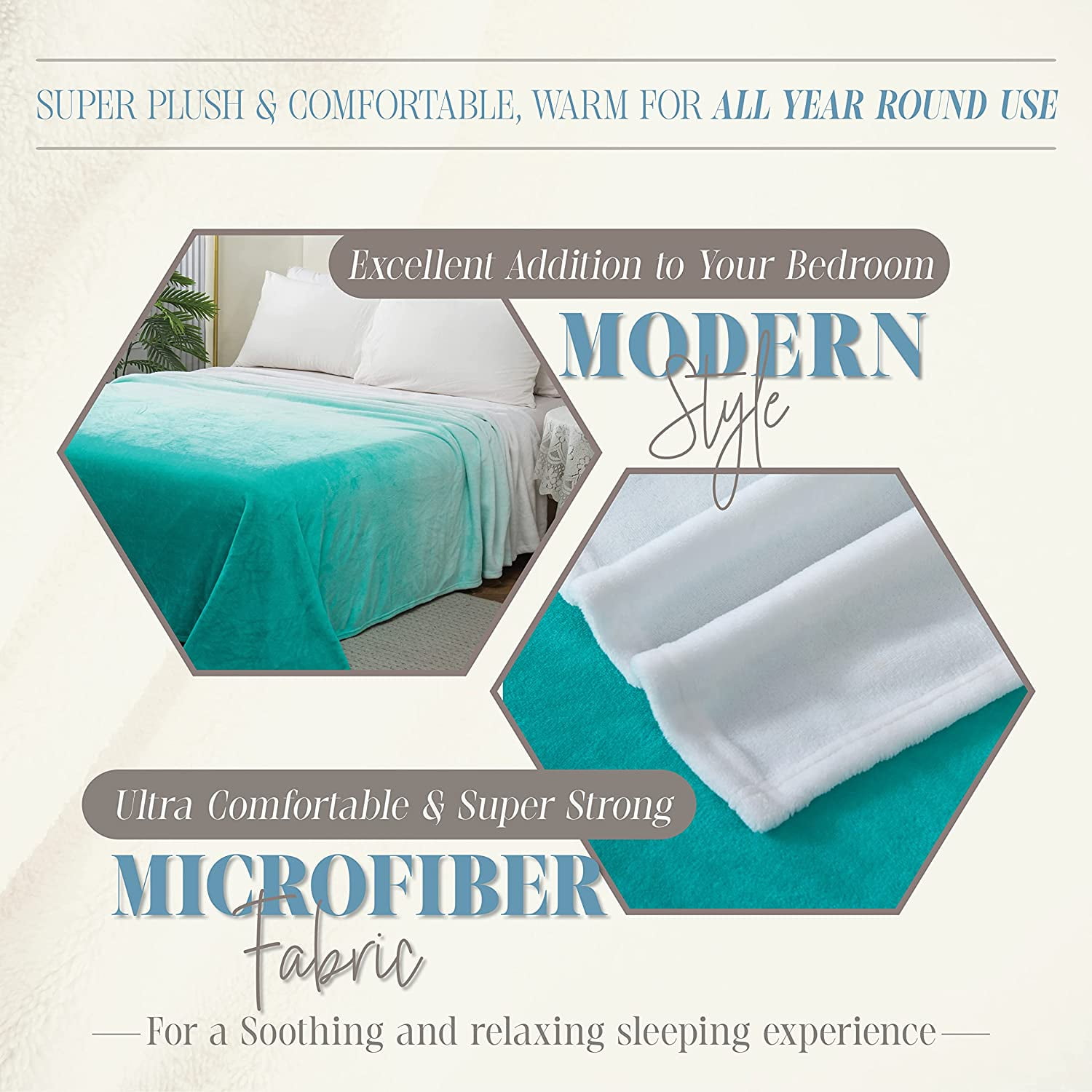 Ombre Print All Season Fleece Blanket - Anti-Static - Plush, Soft and Cozy, Twin/Twin XL, Tiffany