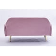 thumbnail image 6 of Velvet Loveseats Sofa with 2 Pillows, 58" Sofa Couch with Metal Legs and Side Storage Pockets, Comfortable Upholstered Living Room Sofa for Small Spaces, Bedroom and Office, Light Pink, 6 of 7