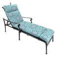 thumbnail image 3 of Jordan Manufacturing 74" x 22" Medlo Island Teal Medallion Rectangular Outdoor Chaise Lounge Cushion with Ties and Hanger Loop, 3 of 12