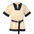 thumbnail image 6 of Viking Tunic Short, Sleeve Medieval Shirt, Belt Roman Knight, Costume Top Historical, Viking Tunic Short Sleeve Medieval Shirt With Belt Roman Knight Costume Top for Movie Night, Beige L, 6 of 6