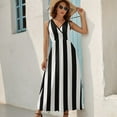 thumbnail image 5 of Black And White Vertical Stripes Dress Fashion Boho Beach Long Dresses Female Party Printed Maxi Dress, 5 of 9