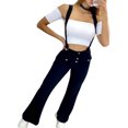 thumbnail image 2 of Gvmfive Women's Solid Suspenders Trousers Buttons Pockets Bib Pants Casual Overalls, 2 of 3