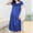 Blue, variant on QUINDOS Satin Pajama for Women Silk Long Nightgowns for Women Knee Length Short Sleeve Sleep Dress Casual Solid Pleated Bow Sleepwear Night Dress