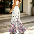 thumbnail image 4 of Sewkxo Womens Wide Leg Pants Drawstring Elastic High Waisted Ruffle Hem Palazzo Pants with Pockets,Complexion XL, 4 of 6