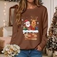 thumbnail image 2 of larppty Christmas Sweatshirts for Women Santa Claus Reindeer Gifts Graphic Crewneck Pullover Xmas Holiday Top for Party （Brown, S）, 2 of 6