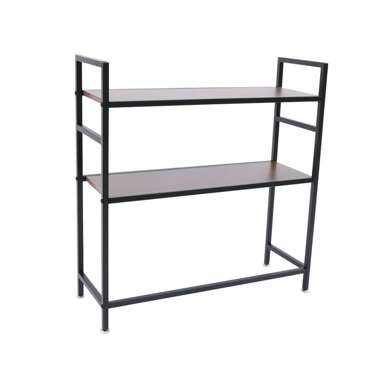 2-Tier Wrought Iron Desktop Bookshelf - Adjustable Desk Bookshelf
