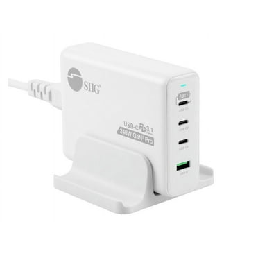 SIIG 240W GaN PD 3.1 Charger - 3C1A - 3x USB-C   1x USB-A - White  AC-PW1X11-S1