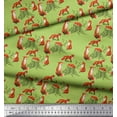 thumbnail image 3 of Soimoi Green Heavy Satin Fabric Tree Stump & Fox Animal Decor Fabric Printed Yard 54 Inch Wide, 3 of 5