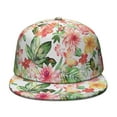 thumbnail image 2 of Botanical Jungle Leaves Flat Brim Cap - Adjustable Unisex Snapback Hat with Colorful Tropical Floral Design, Urban Fashion, 2 of 5
