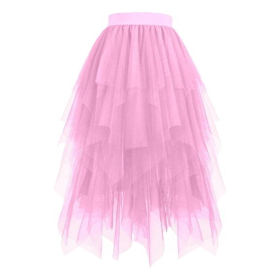 Npasoilc Mesh Sequin Skirt for Women High Waist Half Length Summer Cake Puff Layered Tulle Skirt