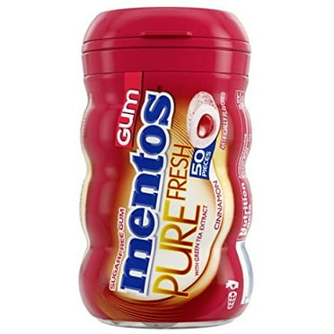 Mentos Pure Fresh Sugar-Free Chewing Gum With Xylitol, Cinnamon, Non Melting, 50 Piece Bottle