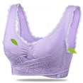 thumbnail image 4 of PENGXIANG Women Front Cross Side Buckle Bra Wireless Lace Breathable Bra Intimates Without Steel Ring, 4 of 7