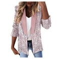 thumbnail image 1 of Women Workoffice Suit Solid Color Blazer V Neck Cardigan Pockets Professional Overcoat Button Down Fitted Outwear Single Breasted Fashion Jacket, 1 of 6