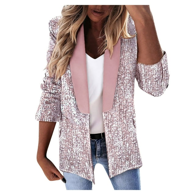 Women Workoffice Suit Solid Color Blazer V Neck Cardigan Pockets Professional Overcoat Single Breasted Fashion Jacket Button Down Fitted Outwear