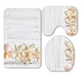 thumbnail image 1 of EREHome Sea shells 3 Piece Bathroom Rugs Set Bath Rug Contour Mat and Toilet Lid Cover, 1 of 2