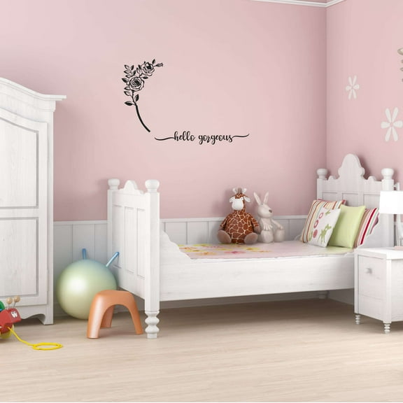 Girls Hello Gorgeous Inspirational Quotes & Sayings Wall Decal Decoration Beautiful Compliment Gorgeous Quote Wall Art Lasts Years and Easily Removable - Size: 30 In(W) x 21 In(H)