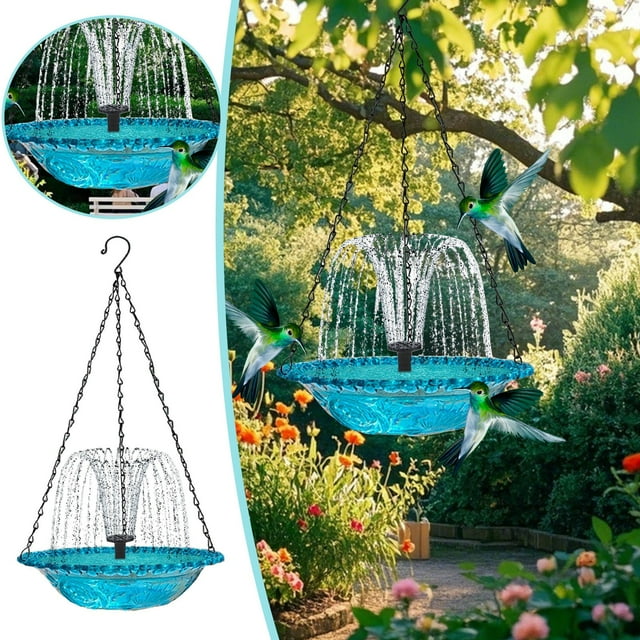 Solar Powered Outdoor Bird Bath and Feeder with for Garden Yard Attracting