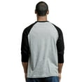 thumbnail image 3 of DailyWear Mens Casual 3/4 Sleeve Plain Baseball Cotton T Shirts BLK/LT.GR, Large, 3 of 4