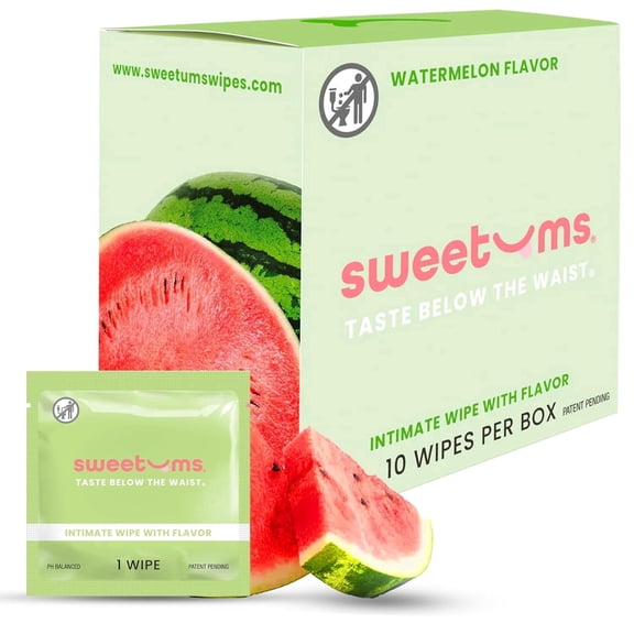 Sweetums Watermelon Intimate Wipes - Box of 10