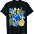 thumbnail image 1 of Camiseta retro azul y dorado con lazo de coqueta para el día del partido de fútbol, 1 of 2