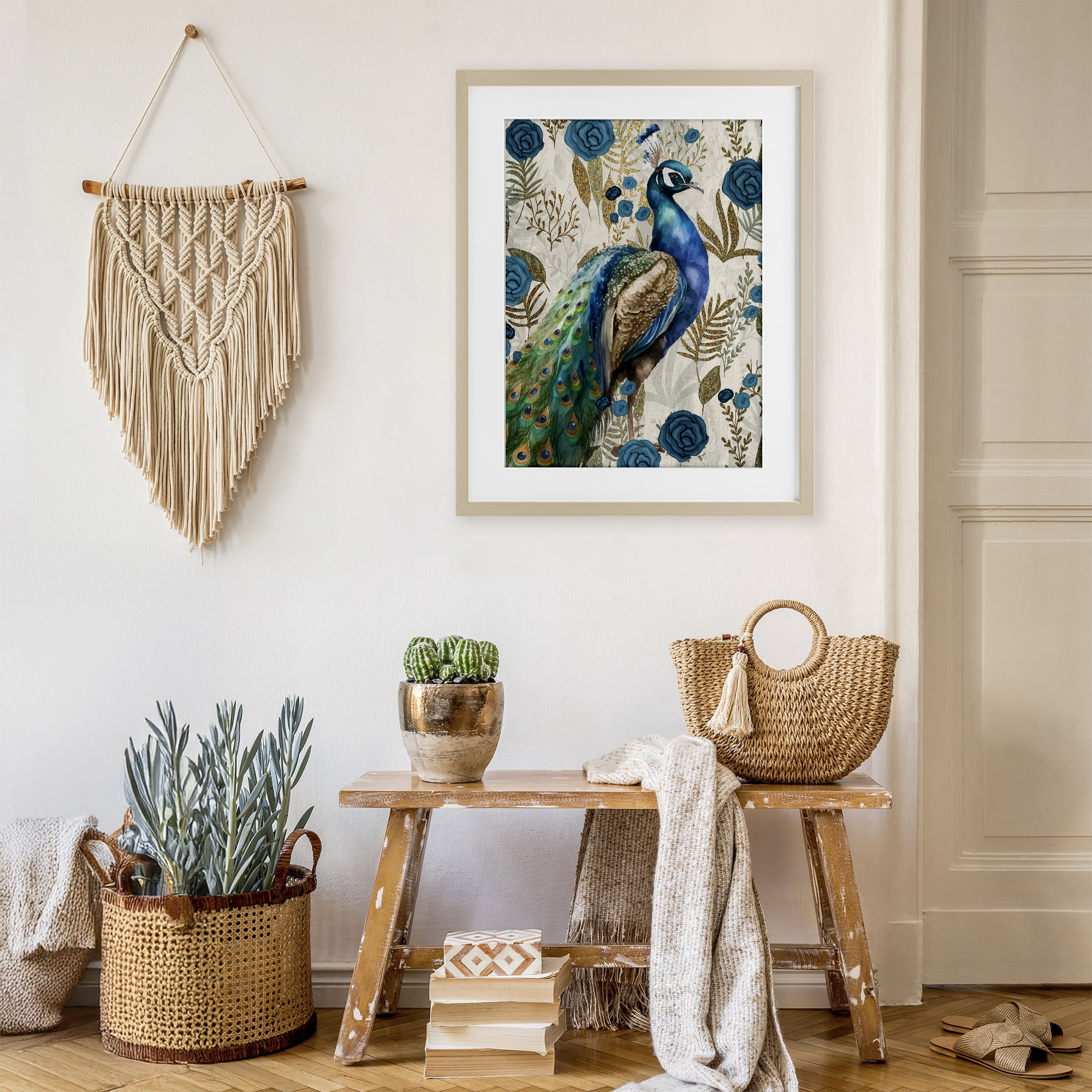 Stupell Industries Peacock Pride Botanicals Birch Framed Print Under Glass, design by Kim Allen