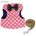 thumbnail image 3 of BadPiggies Cute Cat Bowknot Harness Leash Set No Pull Walking Pet Dog Round Spot Vest Harness (S, Pink), 3 of 6