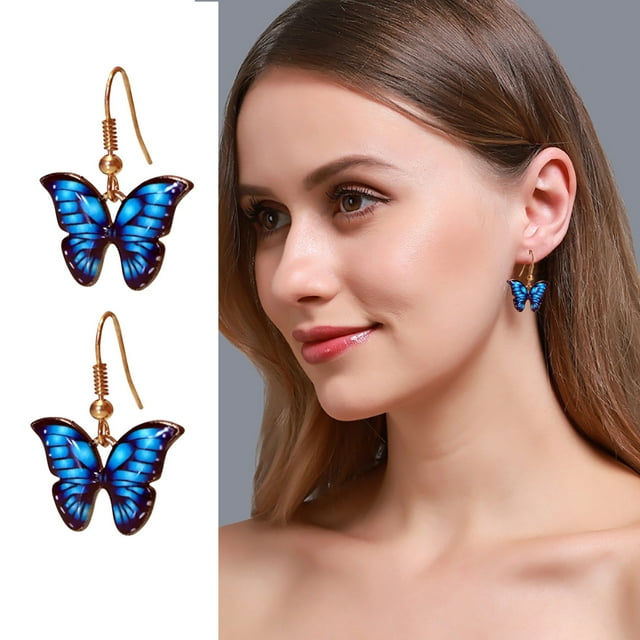Fiudx Pendientes de Acrílico con Diseño de Gota de Oro Azul, Hebilla Flexible y Ligera, Elegante Accesorio de Moda, Ideal para Uso Diario, Bodas y Fiestas de Graduación, Regalo Perfecto para Mujeres