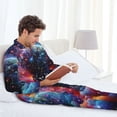 thumbnail image 6 of Daiia Outer Space Floating Numbers And Letters for Men's Long-Sleeved Pajama Set – Soft & Comfortable Sleepwear Button-Up Pajamas Cozy Lounge Wear-Large, 6 of 7
