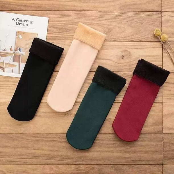 Yhmxh 5 pares de calcetines de otoño e invierno para mujer, gruesos, forrados de felpa, resistentes al frío, cálidos, para la nieve, unisex, para el suelo, hasta la pantorrilla.
