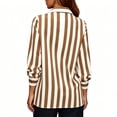 thumbnail image 4 of Long Sleeve Shirts for Women Turn Down Collar Striped Button Up Blouse Brown XL, 4 of 5