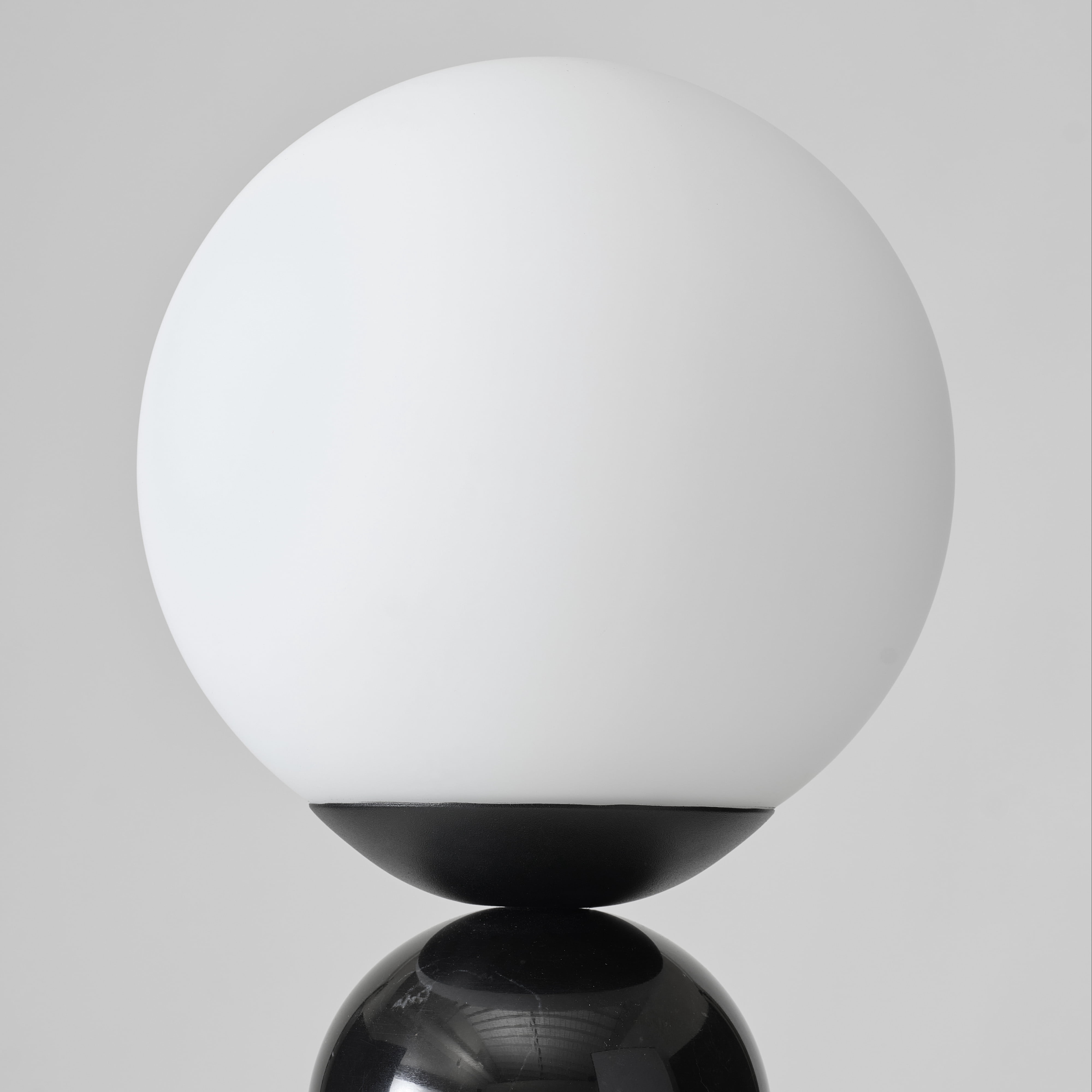 Brightech Mila Tall LED Table Lamp - Bedside Reading Light with Elegant Marble Base, Globe Lamp Shade - Modern Desk and Nightstand Lamp with Ambient Lighting for Bedroom, Living Room, Office - Black