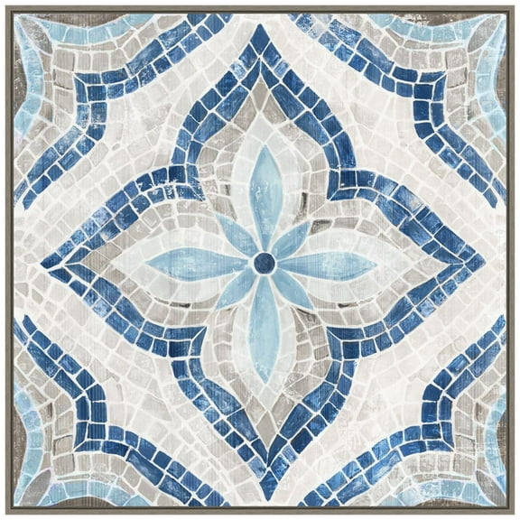 Amanti Art Blue Single Moroccan Tile Framed Canvas Wall Art Print