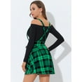 thumbnail image 4 of Unique Bargains Jupe à Bretelles Mini Taille Haute à Carreaux Verts pour Femmes, P, 4 of 5