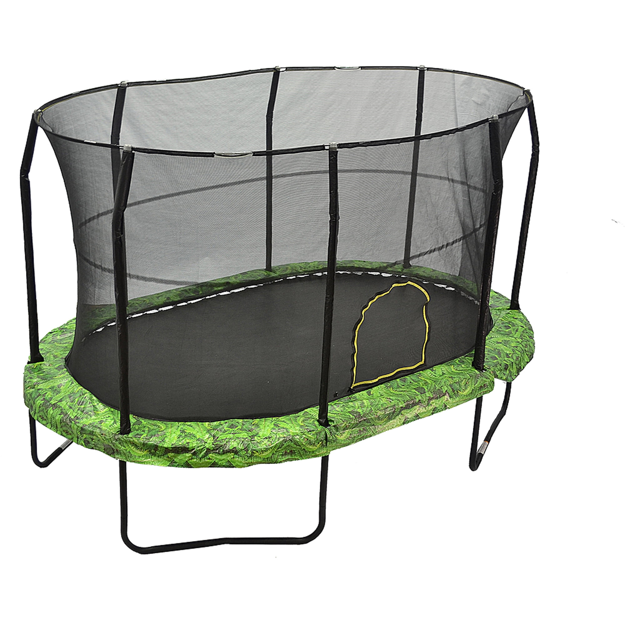 JumpKing Oval 9 x 14 Foot Trampoline, with Enclosure, Green Pattern