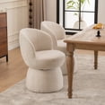 thumbnail image 5 of Kidol & Shellder Boucle Dining Chair 2PCS, Swivel Accent Chair with Armless Barrel Design & Mid Back, Plush Upholstered Seat for Kitchen, Living Room, Vanity Room, Easy-Clean, Beige, 5 of 13