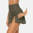 thumbnail image 3 of Alove Women's Ruched Drawstring High Waisted Swimuit Bottom Split Swim Skirt with Built-in Pant, 3 of 6