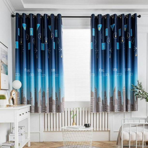 Mellco Blackout Curtains City Night View Printing Eyelet Curtains Super Soft Drapes Room Darkening Energy Saving For Bedroom And Protect Your Privacy 39 3 78 7 Inch Walmart Com Walmart Com