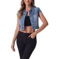 thumbnail image 1 of CHAQUETA DE JEAN CORTA CON MANGAS CORTAS PARA MUJER INSPIRADA EN CHIC, CON BOTONES, COLOR AZUL JEAN, TALLA M, 1 of 6